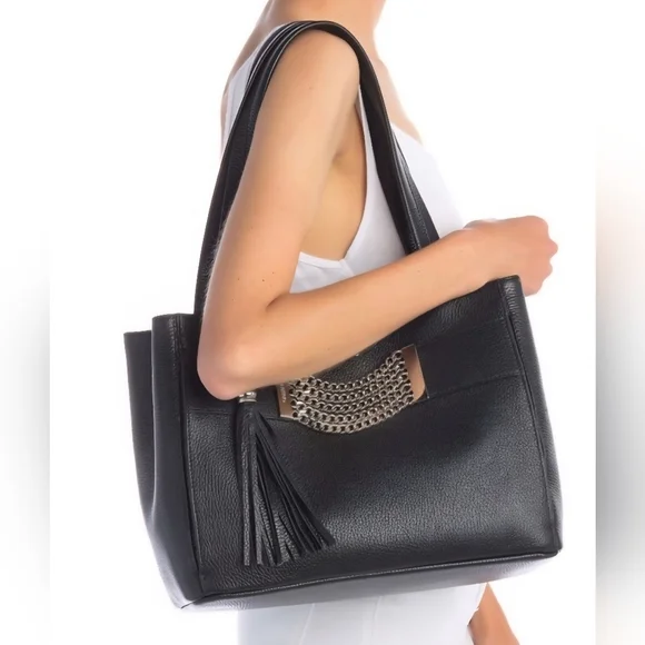 Valentino By Mario Valentino Black Leather Tote Bag - Picture 2 of 14